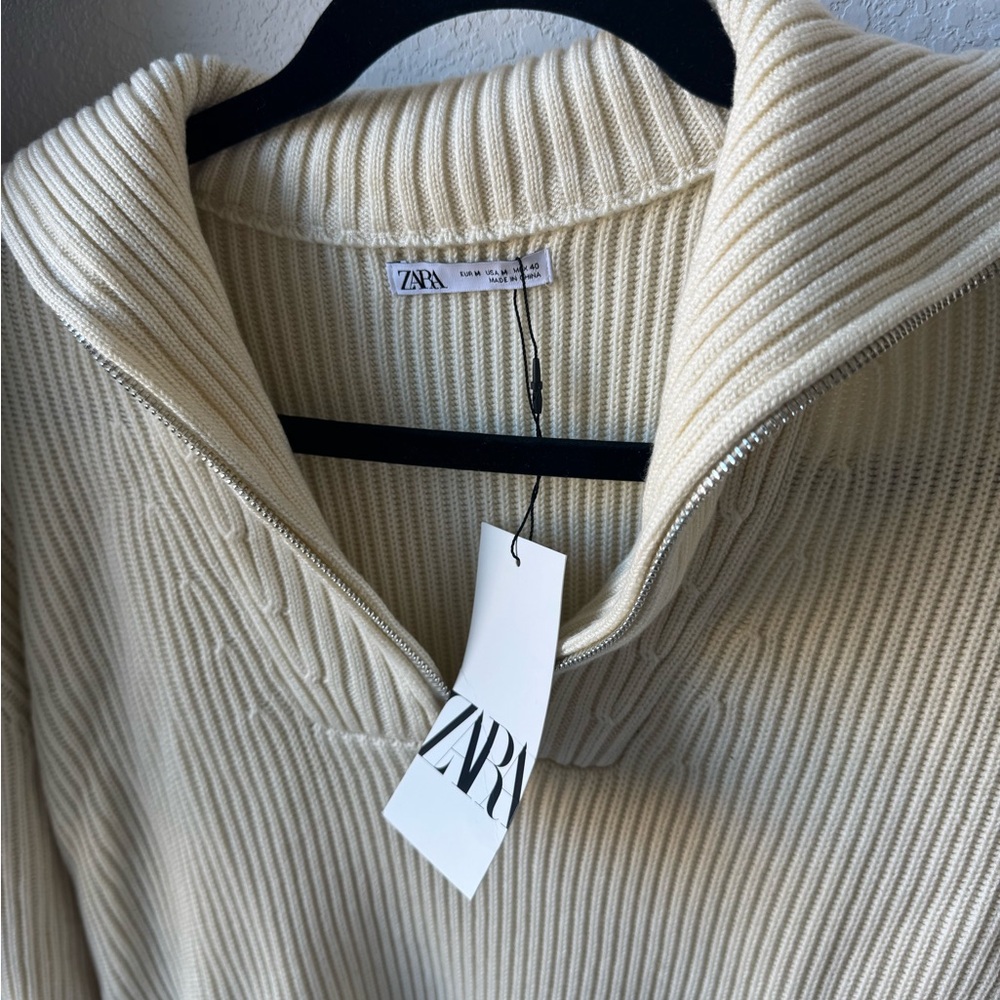 Zara Cream Ribbed Sweater - Picture 4 of 5